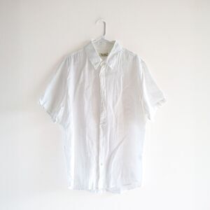 Puro Lino Italy 100% Linen Shirt XXL White Short Sleeve Button Front Lightweight